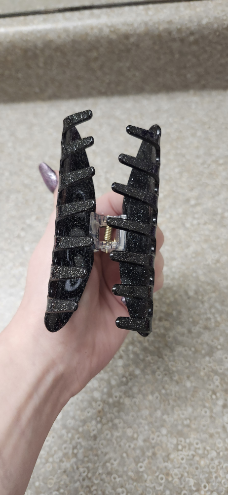 Black Glitter Hair Claw Clip with Charm - photo 3