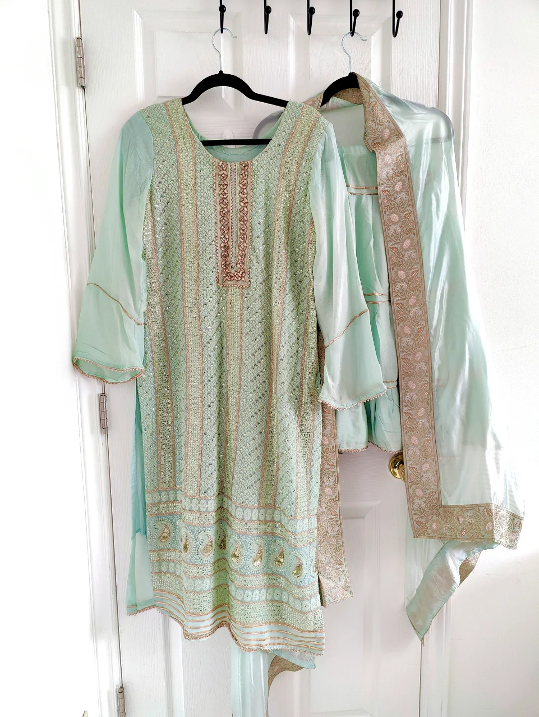 Beautiful Mint Green Suit with Sharara thumbnail