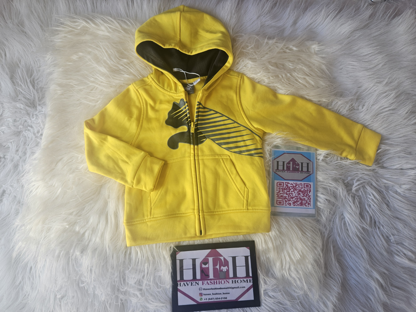 Kids' Yellow Puma Zip-Up Hoodie