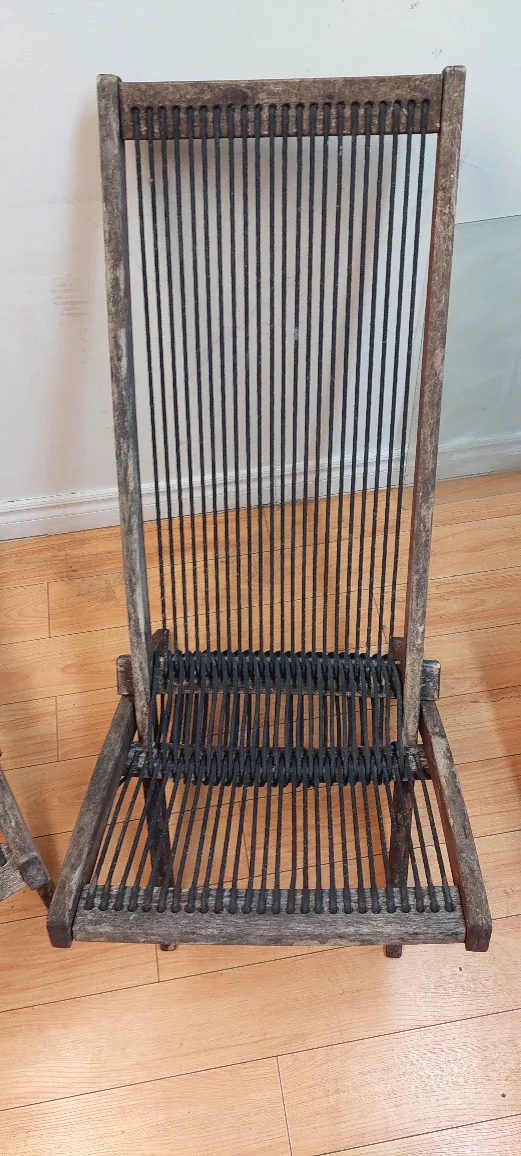 Pair of Vintage Woven Rope Folding Chairs image indicator(2)