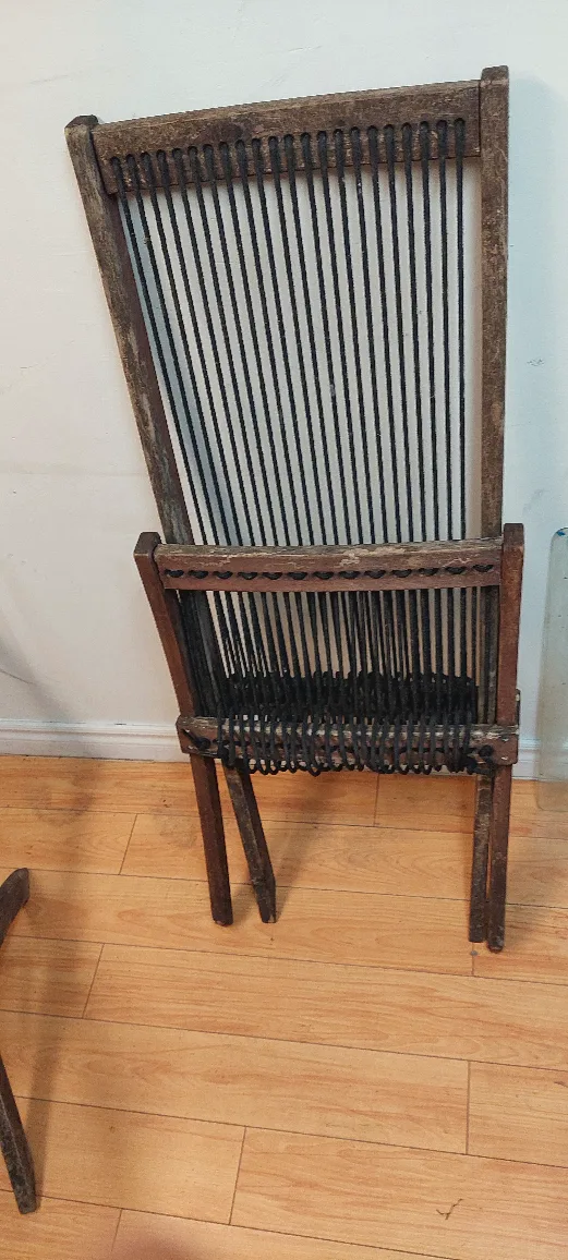 Pair of Vintage Woven Rope Folding Chairs image indicator(5)