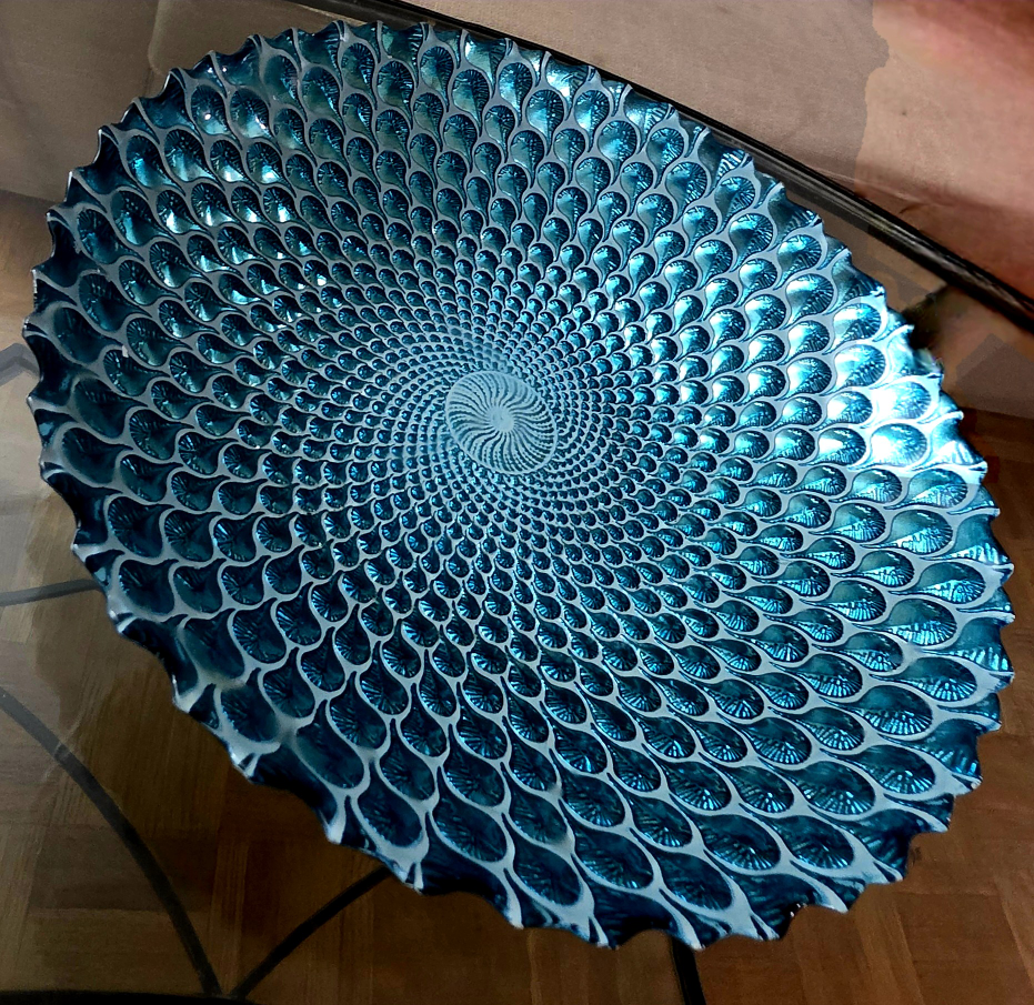 Stunning Teal/peacock blueGlass Decorative Bowl - photo 2
