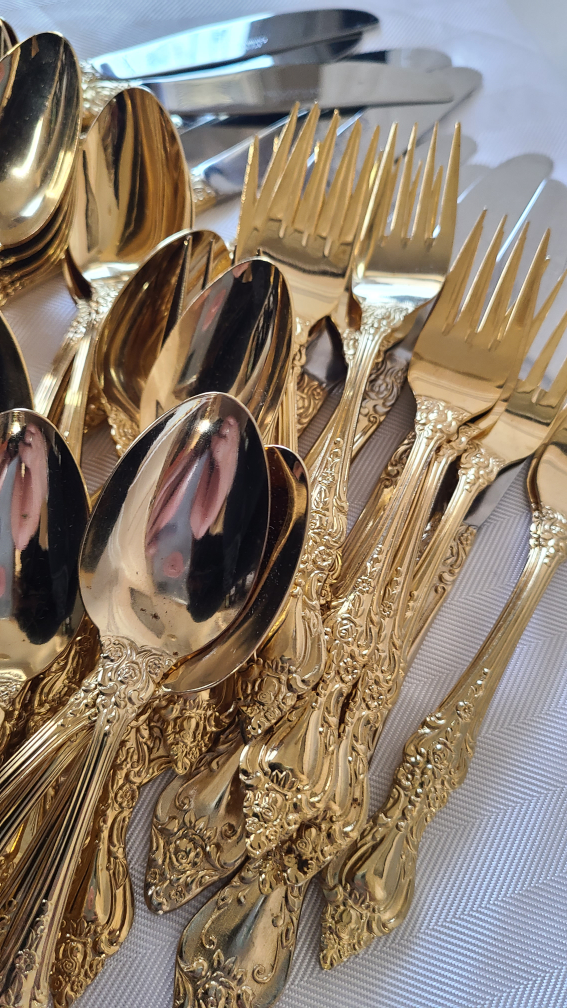 Rare Vintage Pinti 24K Gold Plated 80 Pcs Cutlery Set -New - photo 3