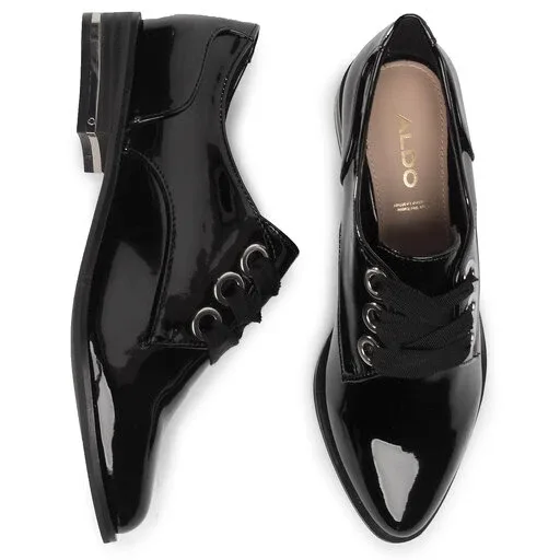 ALDO Black Patent Leather Lace-Up Oxfords image indicator(4)