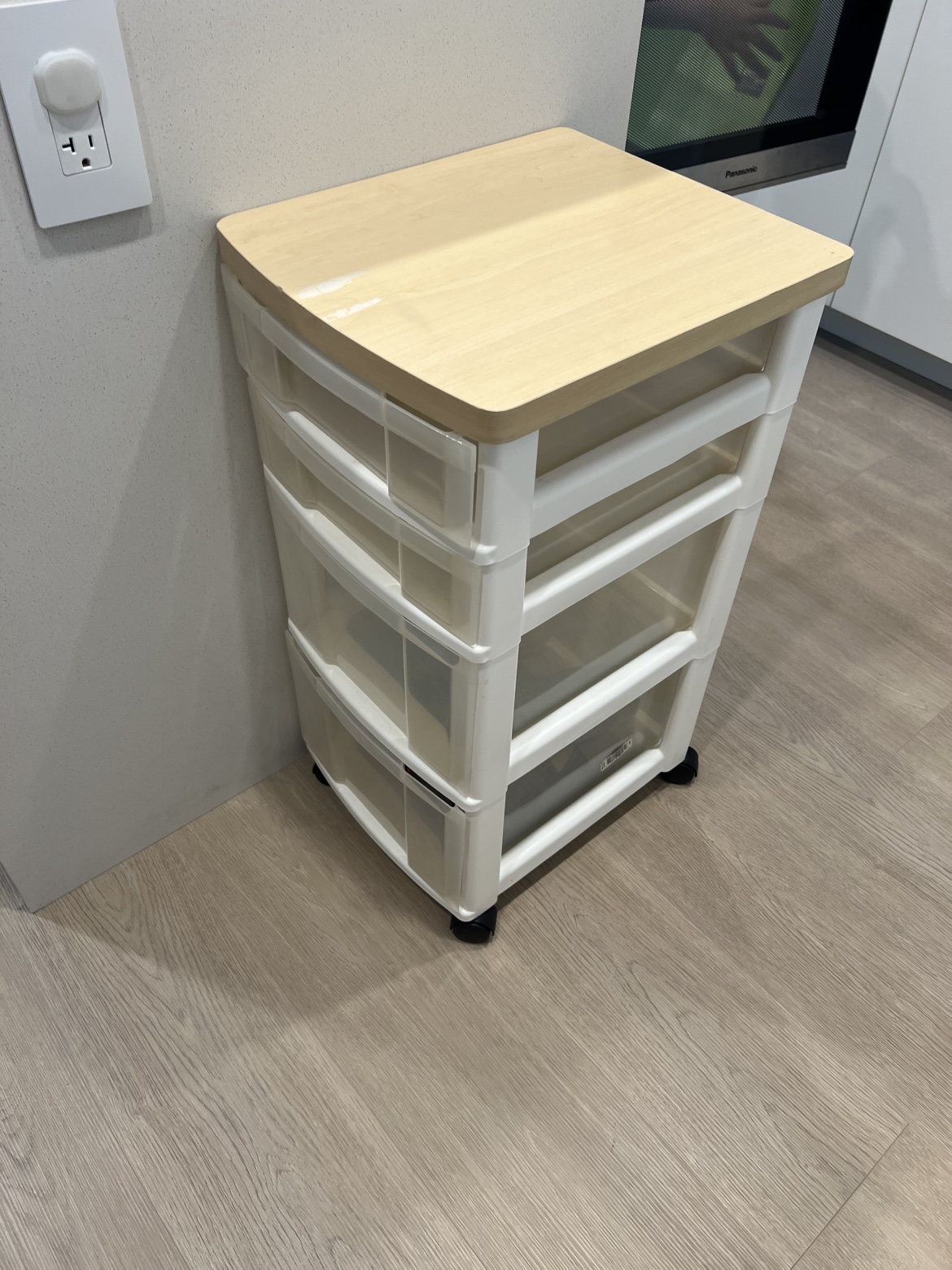 3-Drawer Rolling Cart with Wooden Top