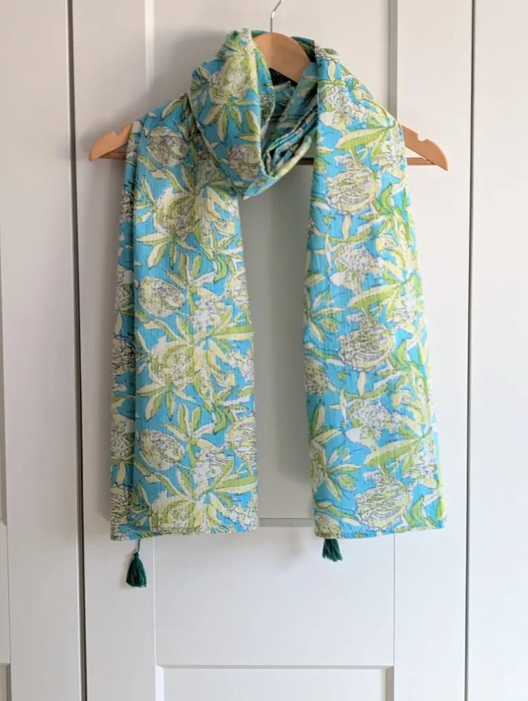 BN Beautiful floral Kantha cotton scarf, 100% cotton image indicator(2)