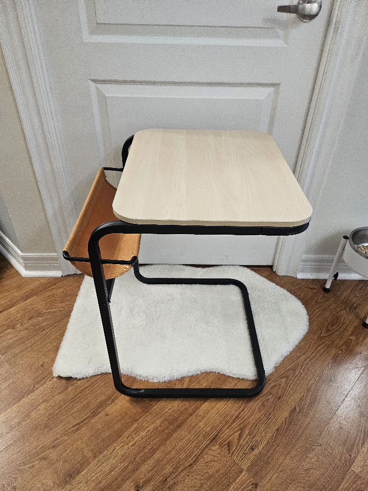 IKEA OLSERÖD Side table, anthracite/birch effect dark yellow - photo 3