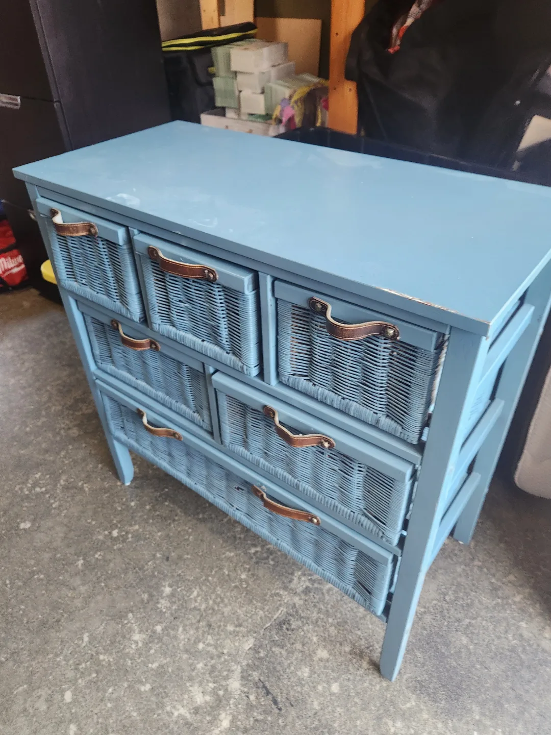 Wicker Drawer Chest - Upcycled Blue thumbnail