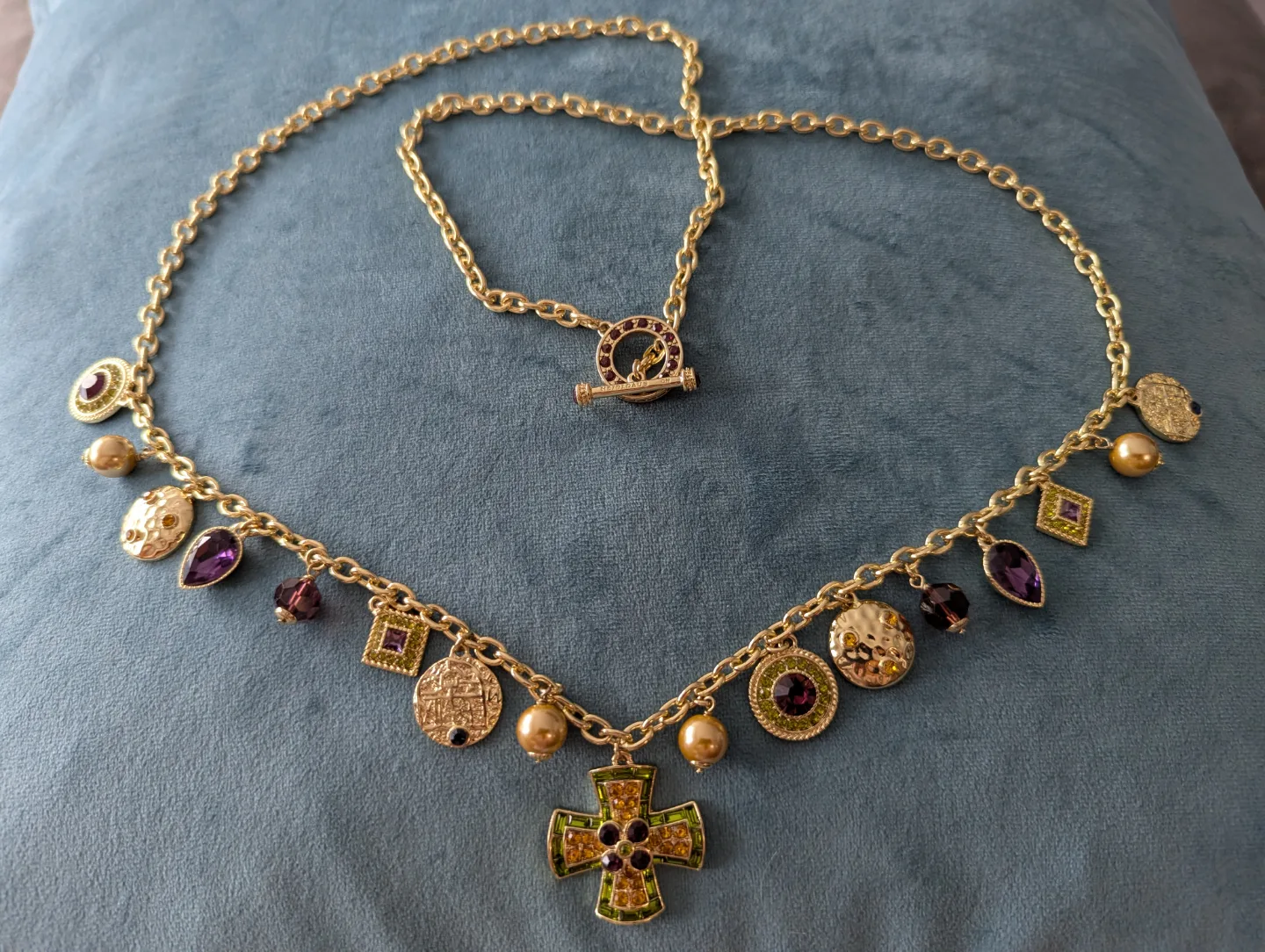 Heidi Daus Gold-Tone Statement Necklace with Cross Pendant image indicator(4)