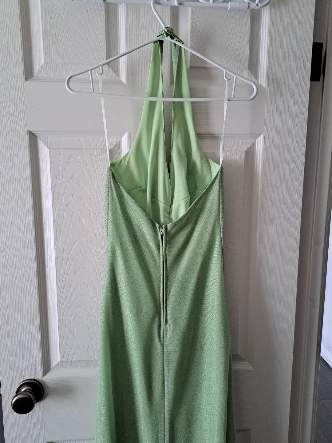 Light Green Halter Pleated Prom Dress with Matching Scarf - photo 4