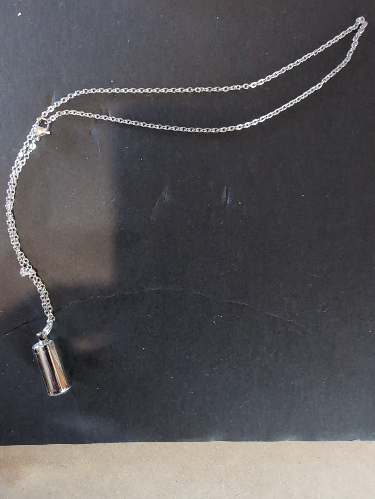 Silver Tone Cylinder Urn Necklace (Cremation ash Necklace) - photo 2