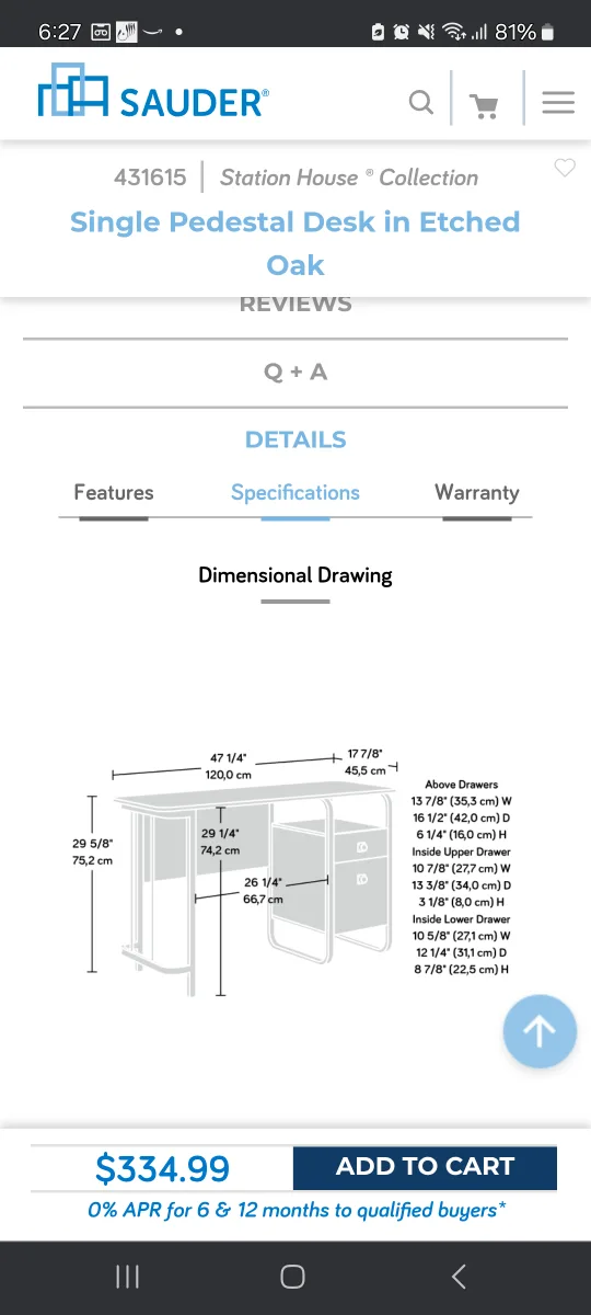 Sauder Station House Single Pedestal Desk in Etched Oak image indicator(2)