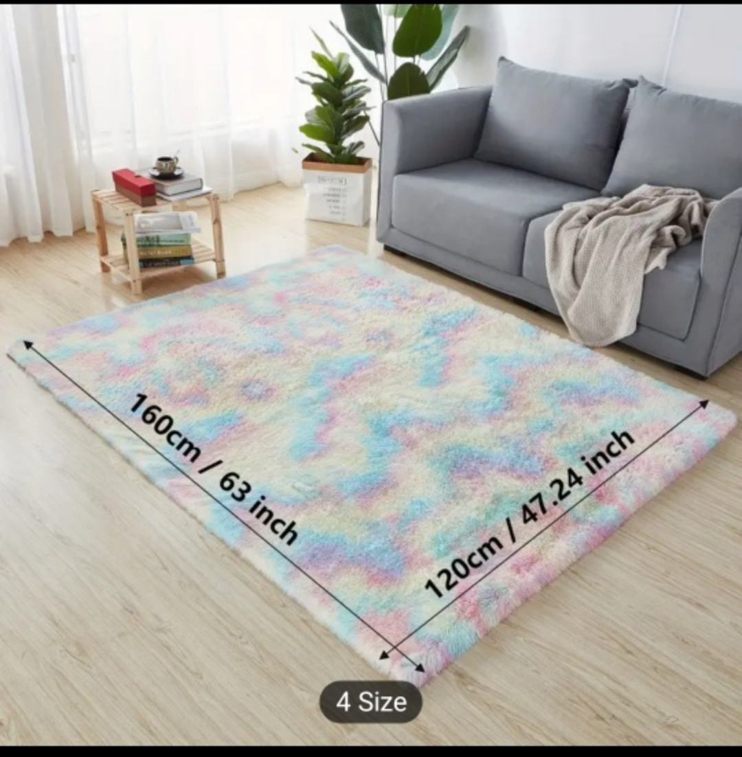 Rainbow Fluffy Rug - 63" x 47" - photo 3