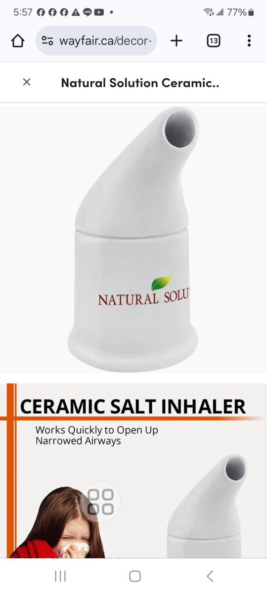 BrandNew NaturalSolutionCeramicSaltInhaler W/HimalayanPinkSalt - photo 2