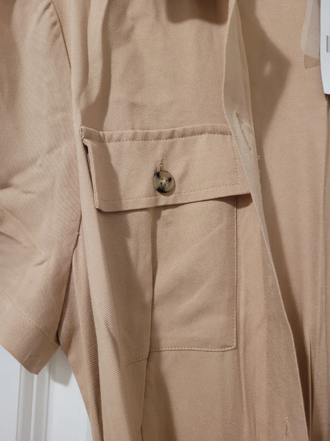 Suzy Shier Beige Button-Down Dress - Size L/G image indicator(2)