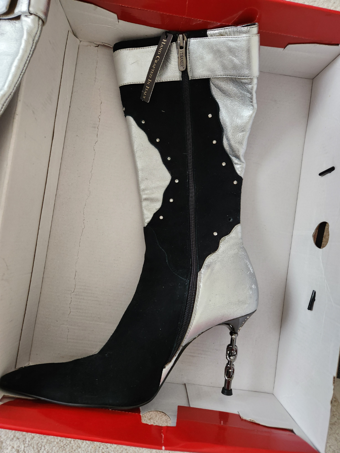 Black and Silver Italian Boots with Unique Heel - photo 4