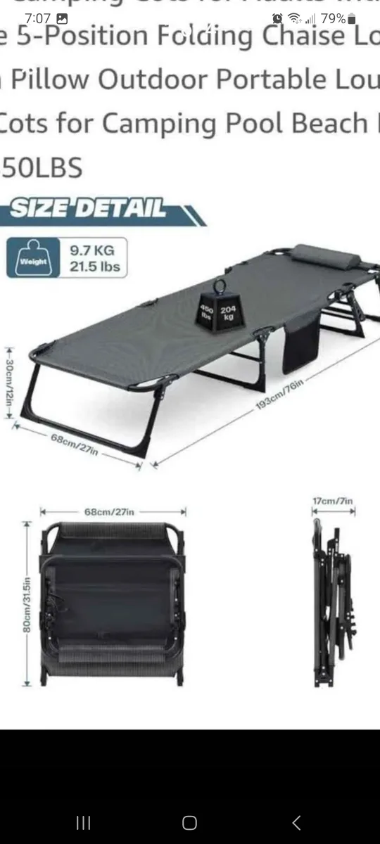 Sportneer 5-Position Folding Camping cotwith Mattress brand and image indicator(4)
