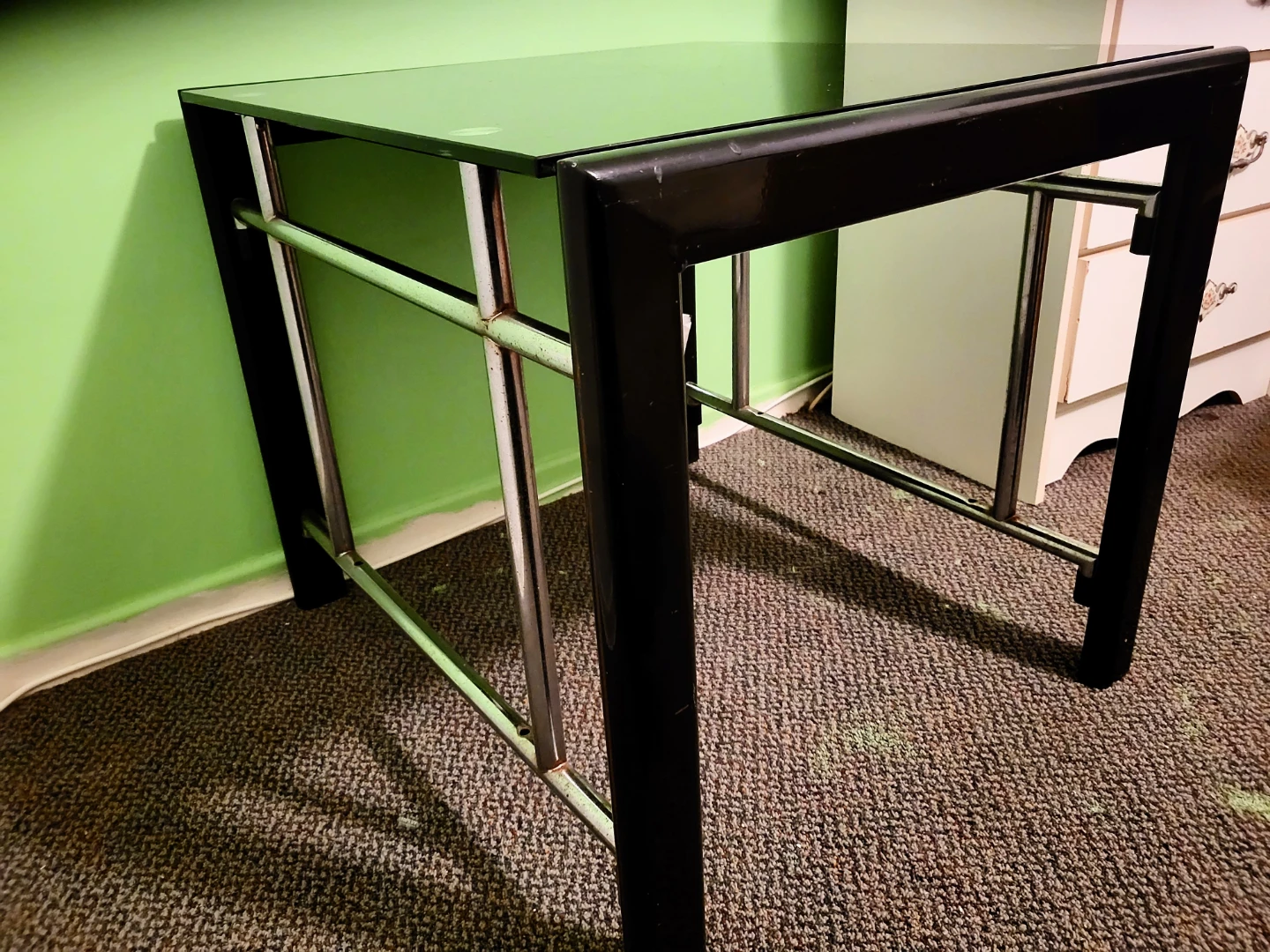 Black Glass and Chrome End Table- FREE - photo 2
