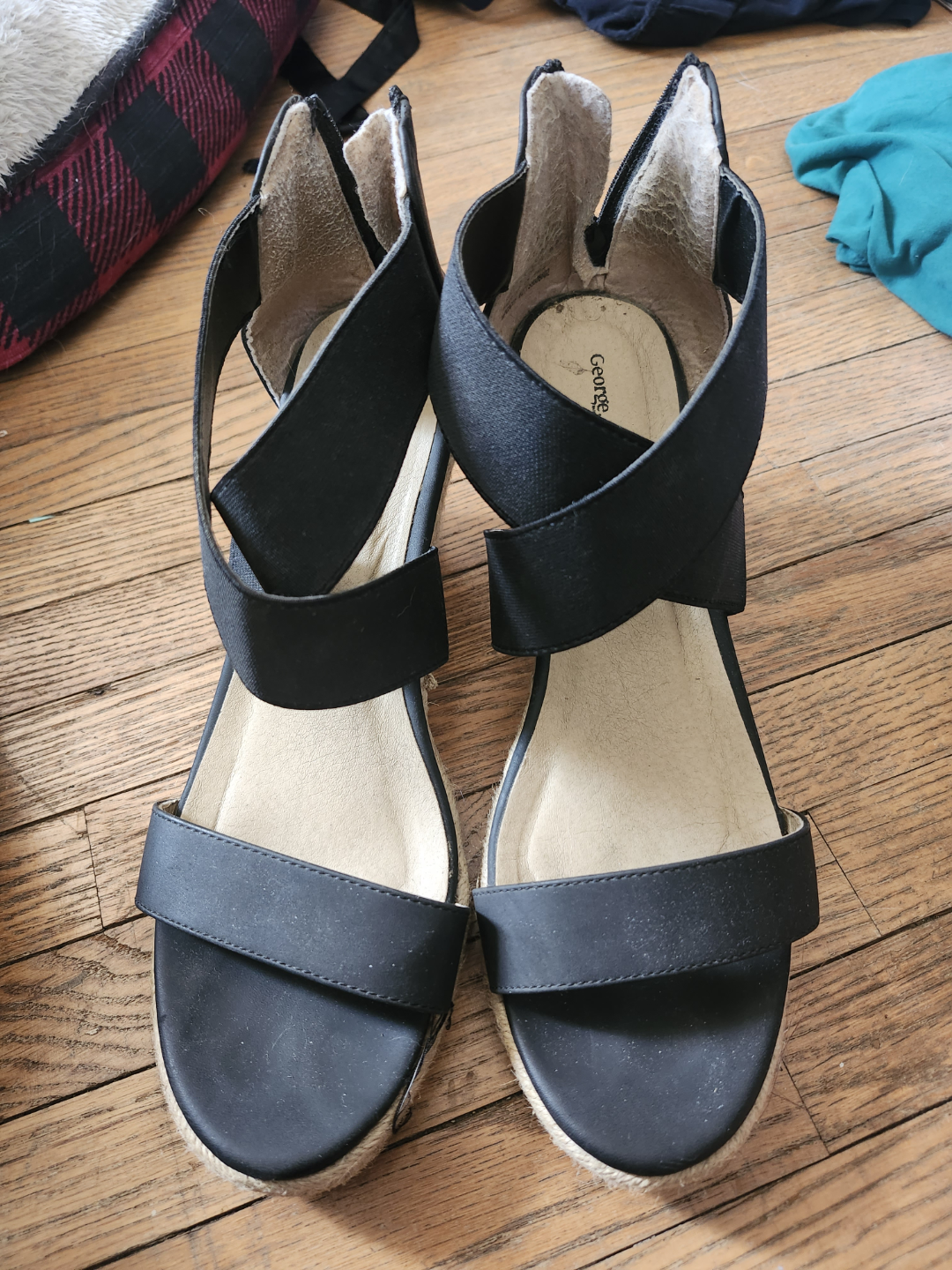 George Women's Black Wedge Sandals - photo 2