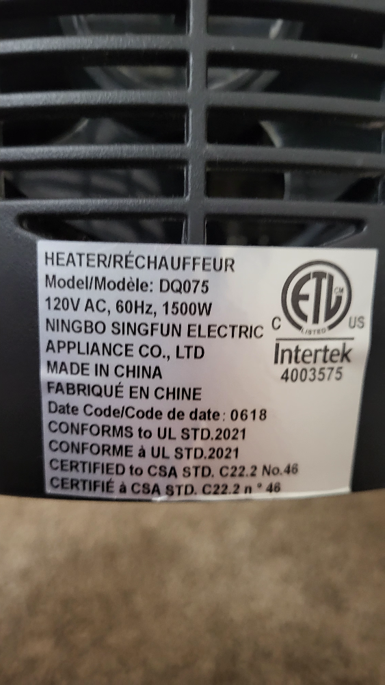 Intertek 1500W Electric Heater - photo 2