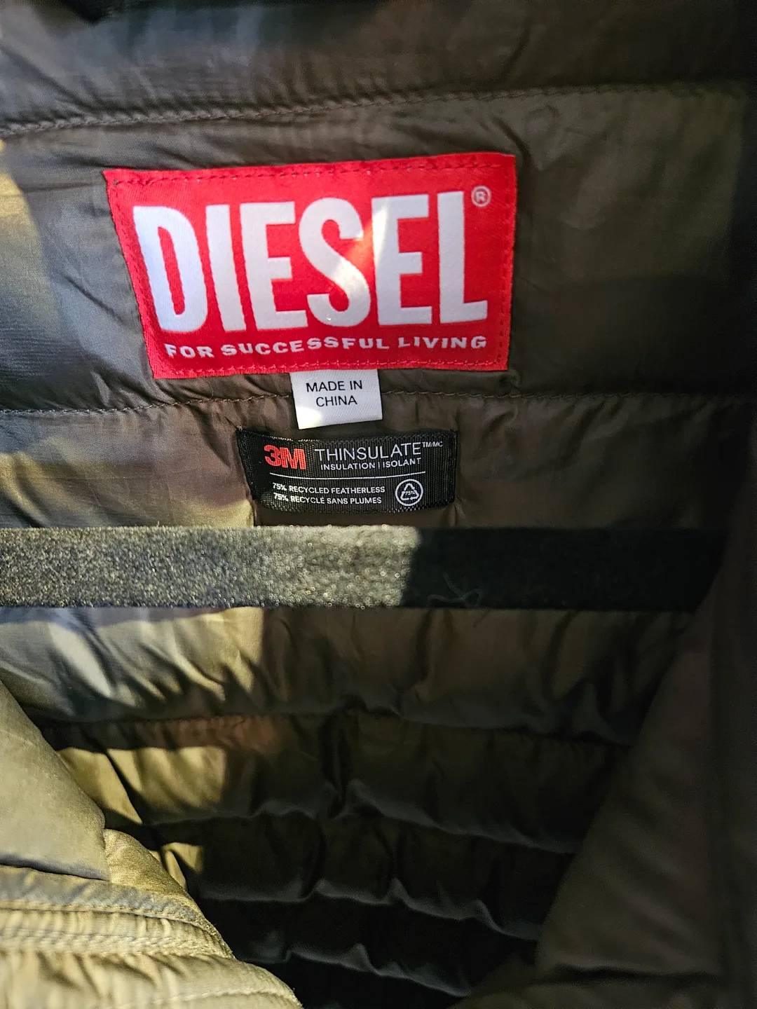 Diesel Olive Green Quilted Puffer Jacket image indicator(2)