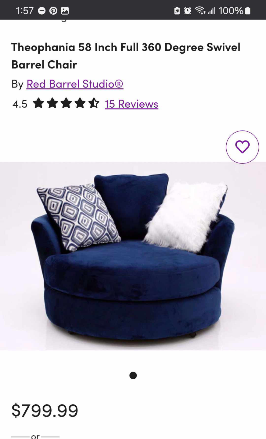 Blue large swivel chair