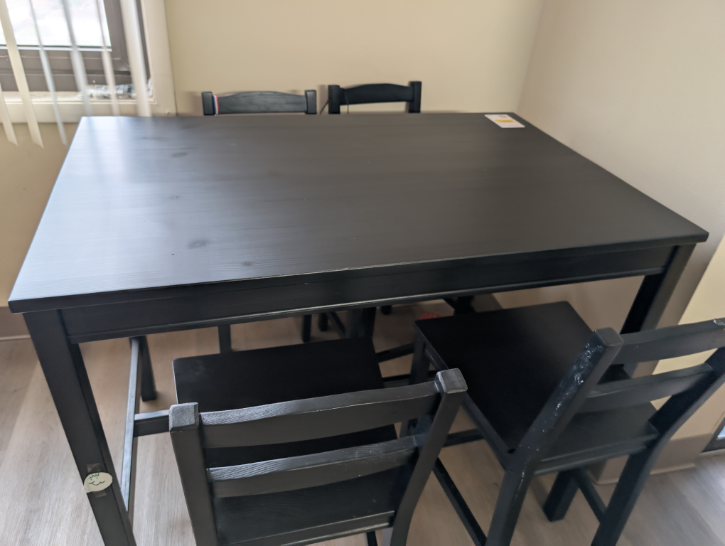 IKEA Black Dining/Bar Table Set with 4 Chairs - photo 2