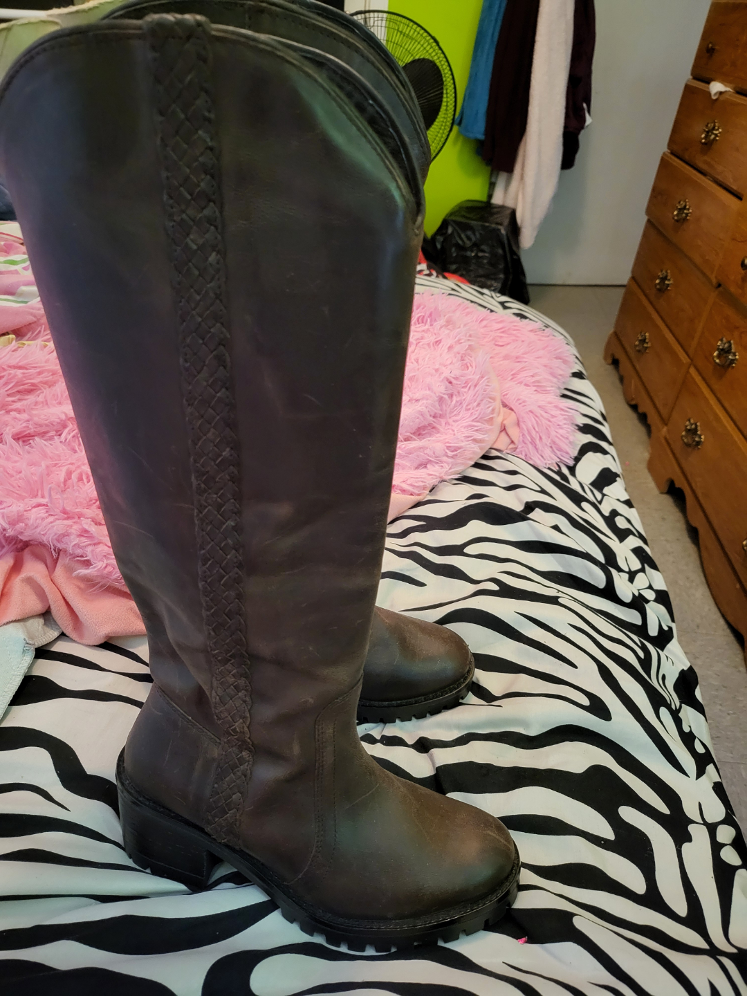 Brown Leather Knee-High Boots