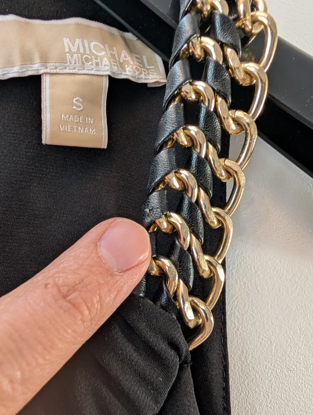 Michael Kors Black High Neck Tank Top with Gold Chain image indicator(5)