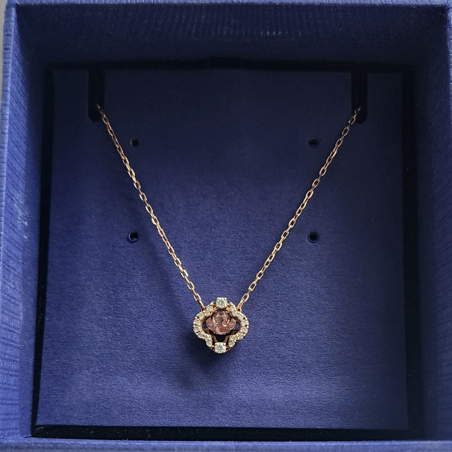 Swarovski Rose Gold Tone Necklace with Purple Crystal