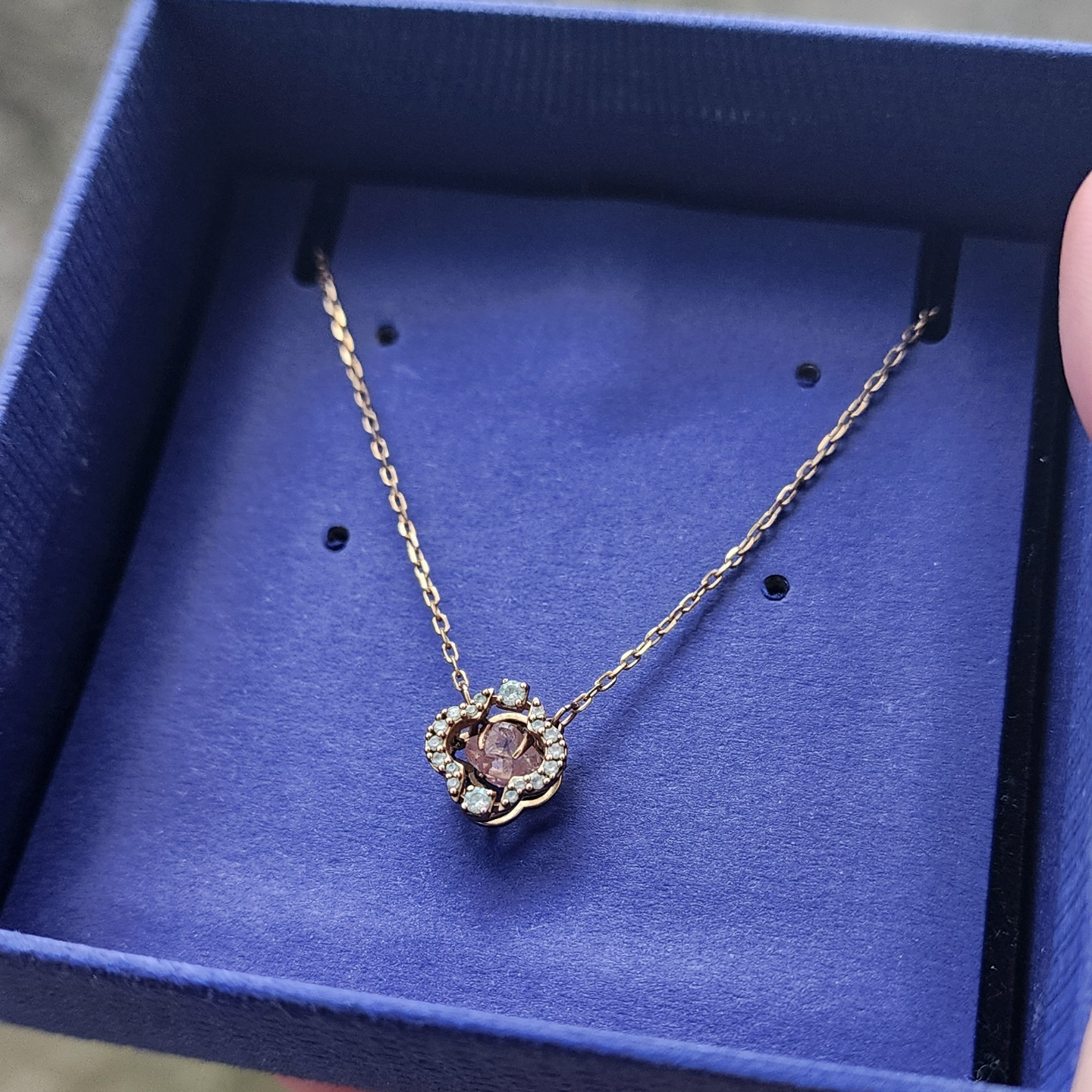 Swarovski Rose Gold Tone Necklace with Purple Crystal - photo 2
