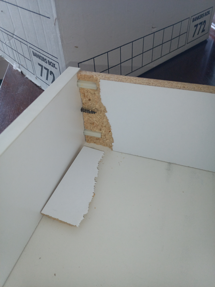 Writing Desk with Two Drawers. Smaller top drawer was damage. - photo 5