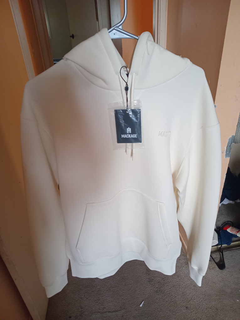 Mackage cream coloured hoodie $120