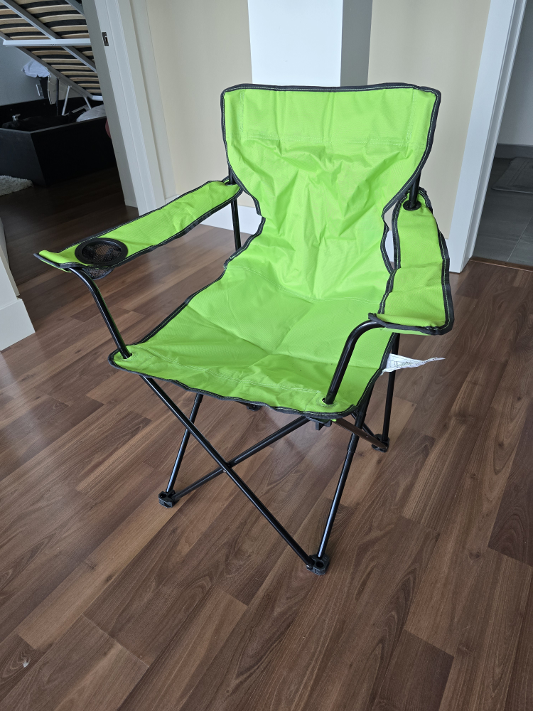 Portable Folding Camping Chair with Cup Holder - Lime Green
