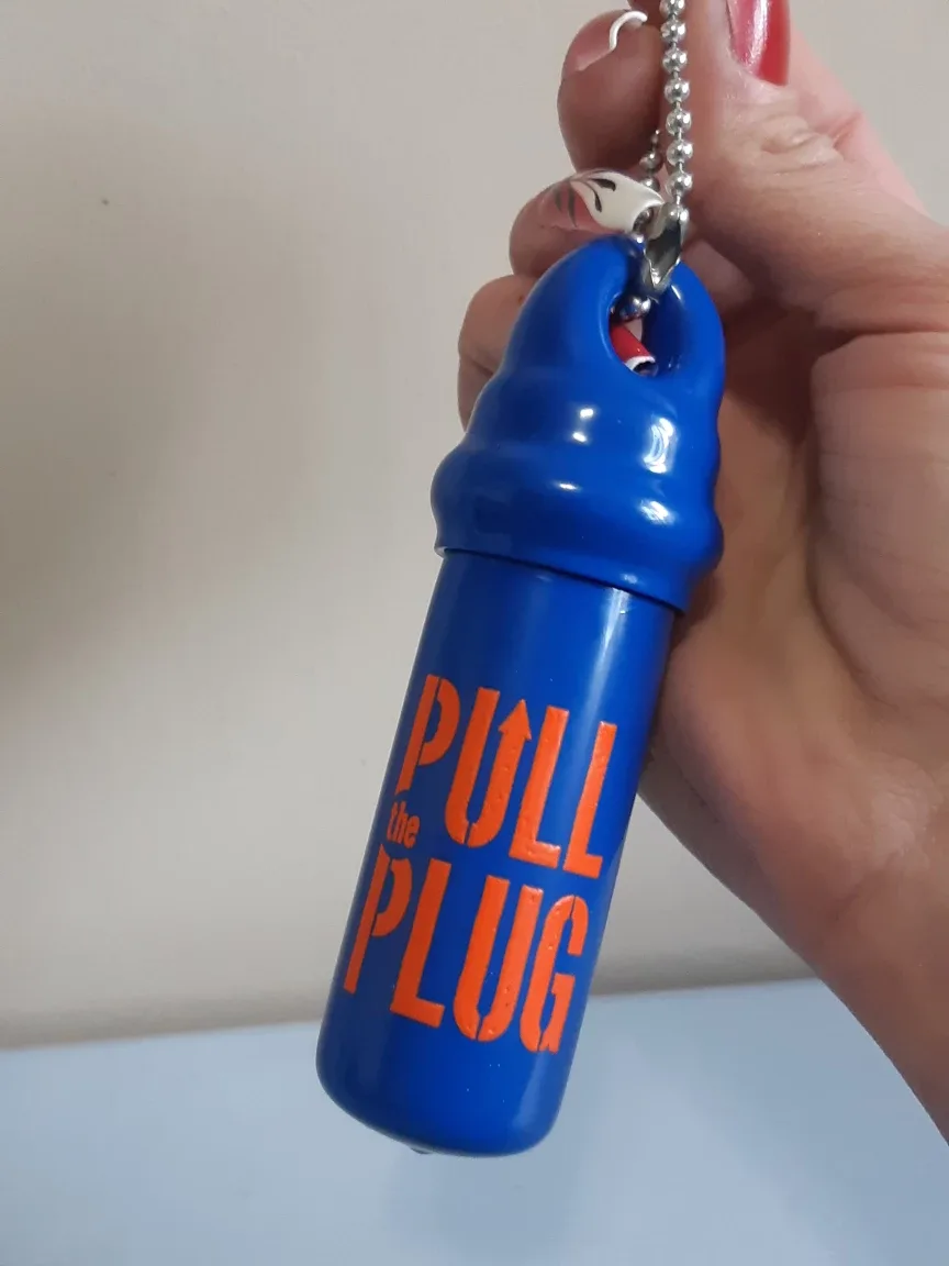 "pull the plug" Cylinder coin holder Keychain image indicator(2)