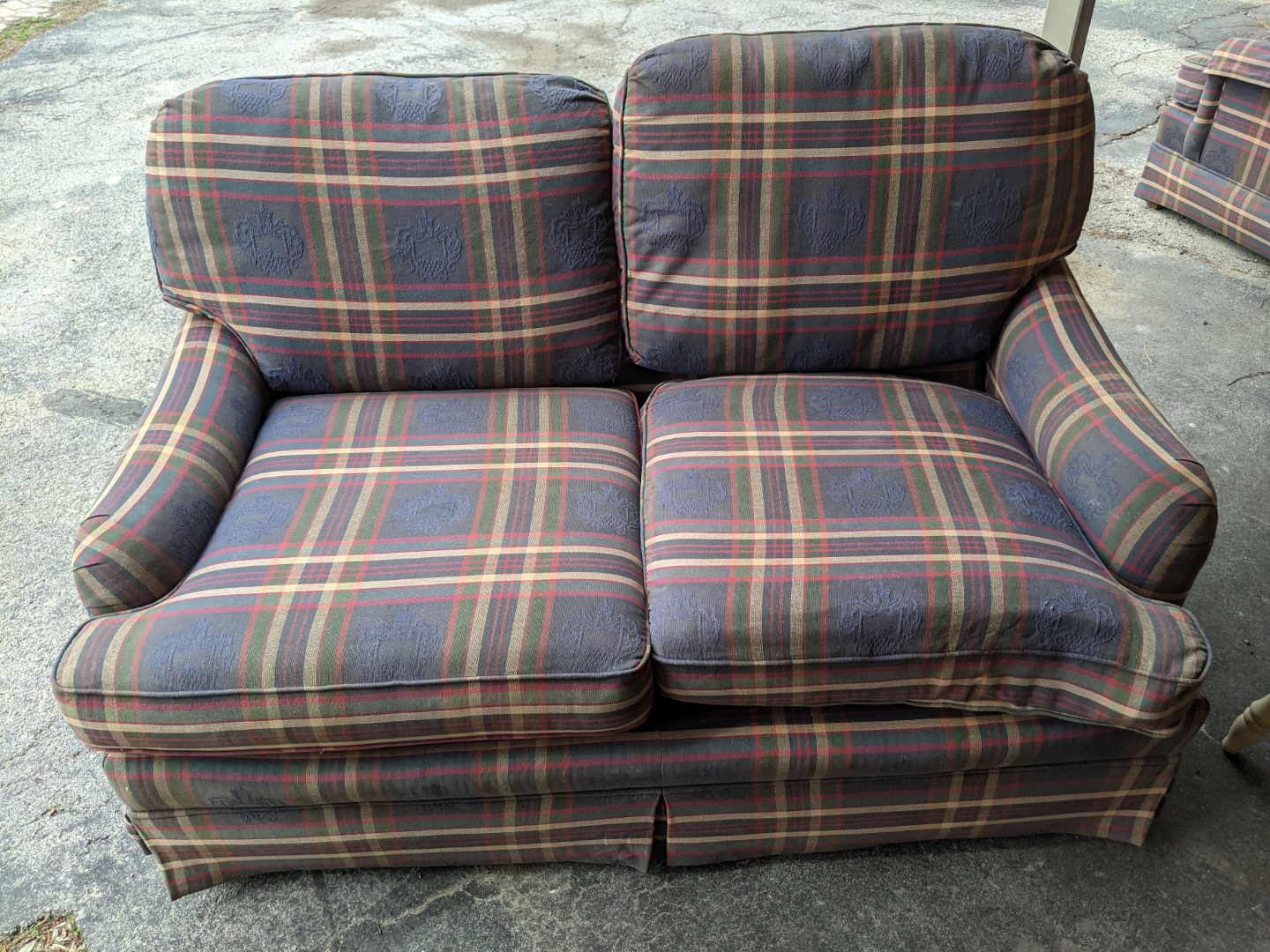 Vintage Plaid Sofa and Loveseat Set