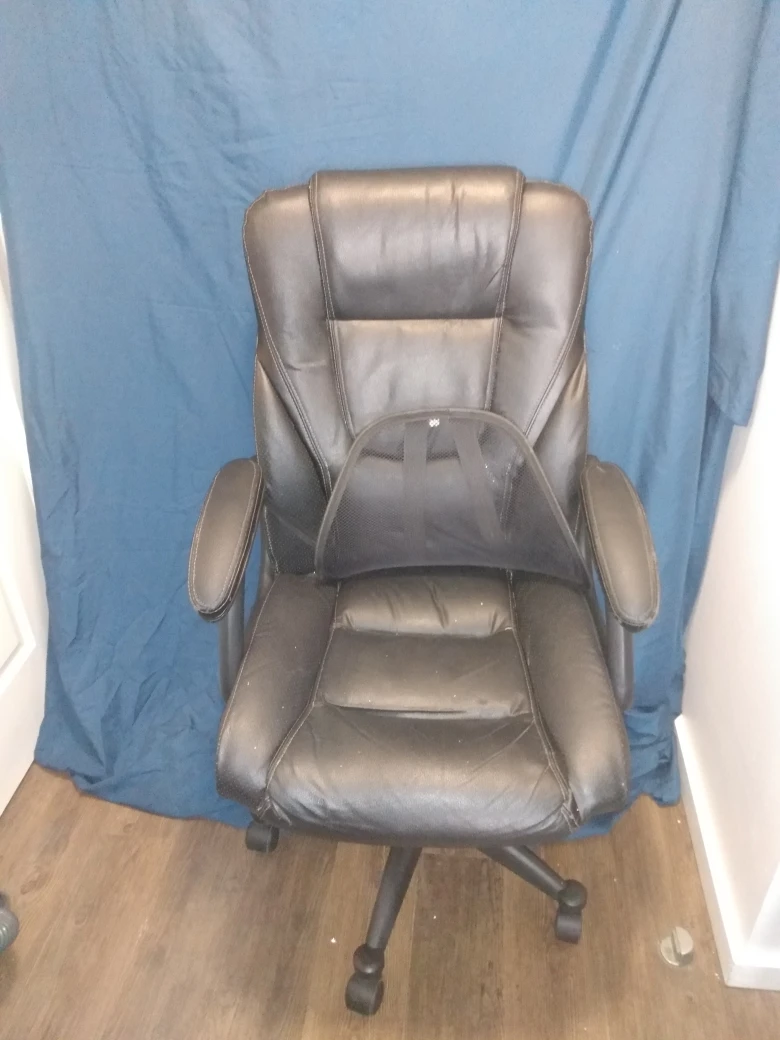 Black Leather Office Chair with Lumbar Support