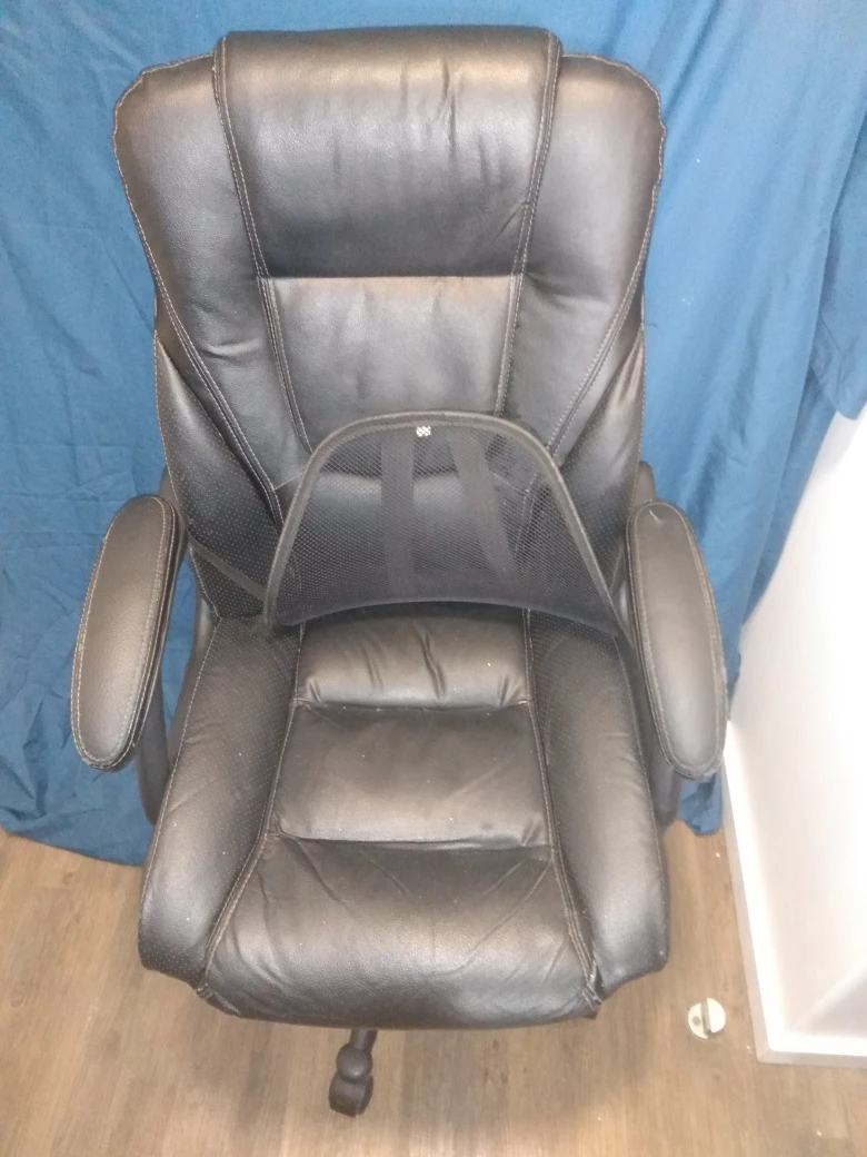 Black Leather Office Chair with Lumbar Support - photo 2