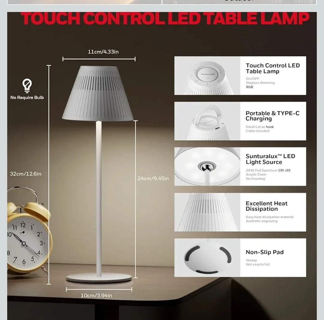 Honeywell cordless table lamp with RGB and colour temperature ad image indicator(7)