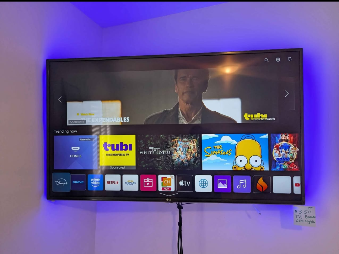 49" LG TV with LED lights & mounting bracket & speakers - photo 2