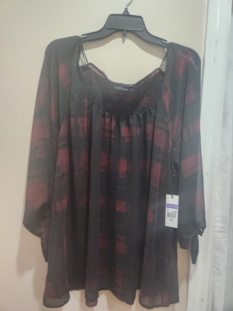 Burgundy and Black Blouse