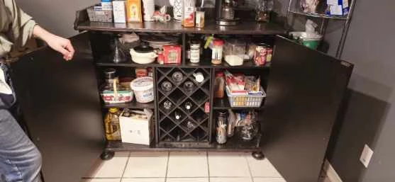 Rustic Brown Wooden Cabinet with Wine Rack