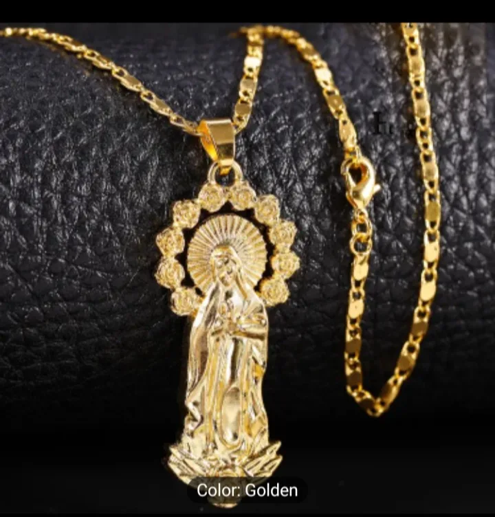 MOVING SALE Gold plated Virgin Mary Necklace thumbnail