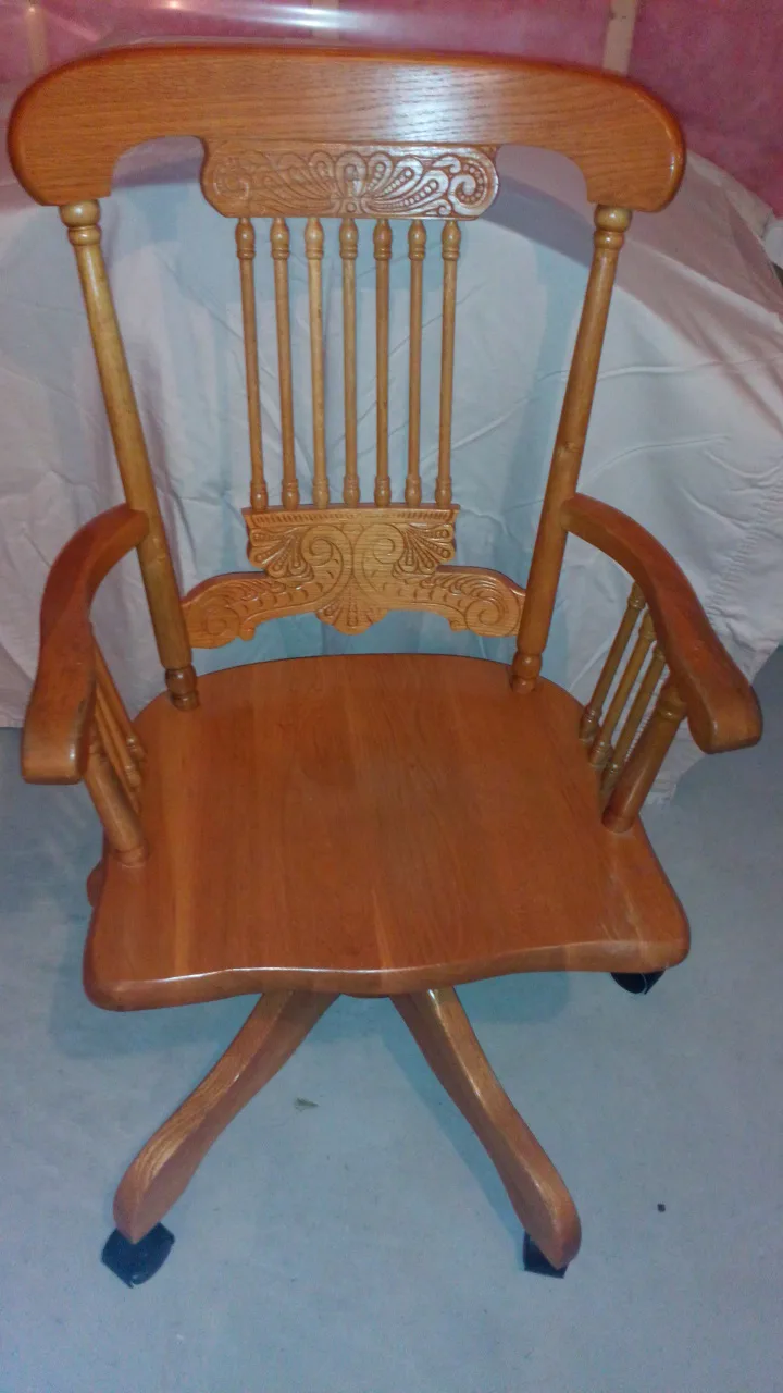 Solid Wood Swivel Office Chair