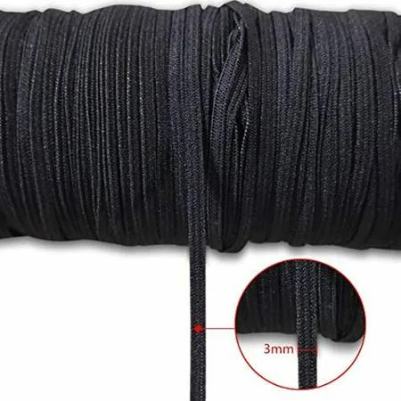 NEW Black Elastic Cords 3mm 120 yards Roll thumbnail