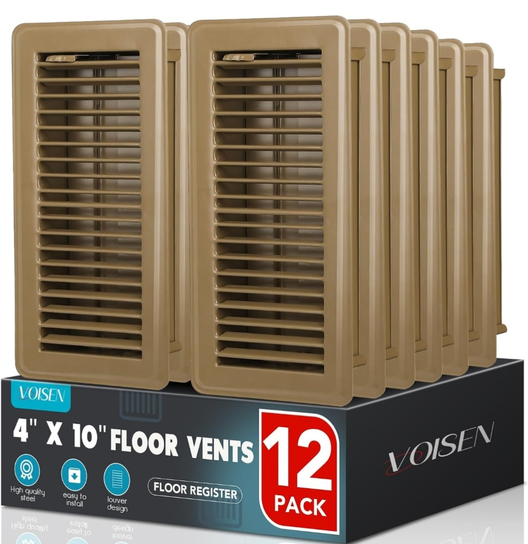 12 Pack Voisen 4" x 10" Floor Vents - Light Brown