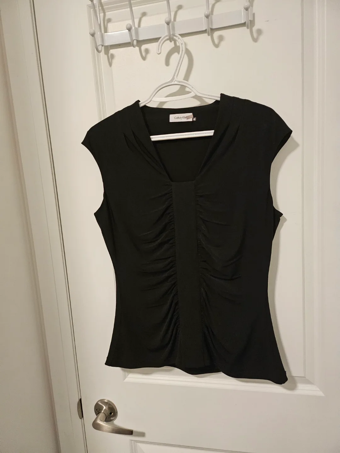 Calvin Klein Black Sleeveless Blouse, Size M thumbnail