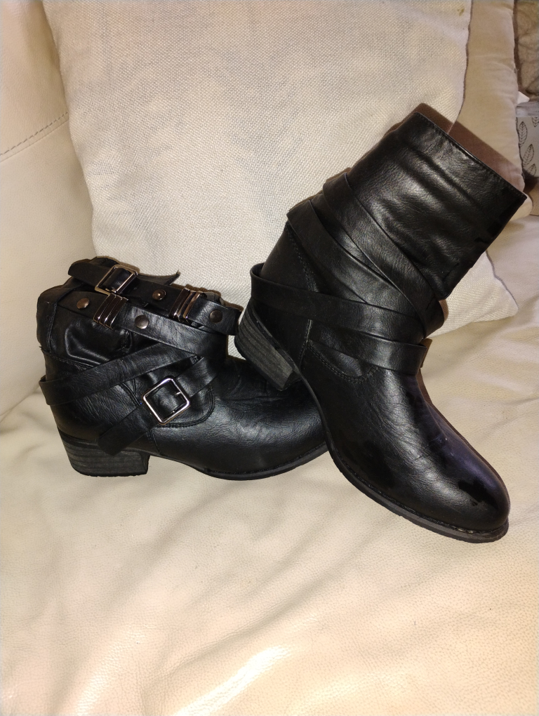 Women's Black Buckle Ankle Boots