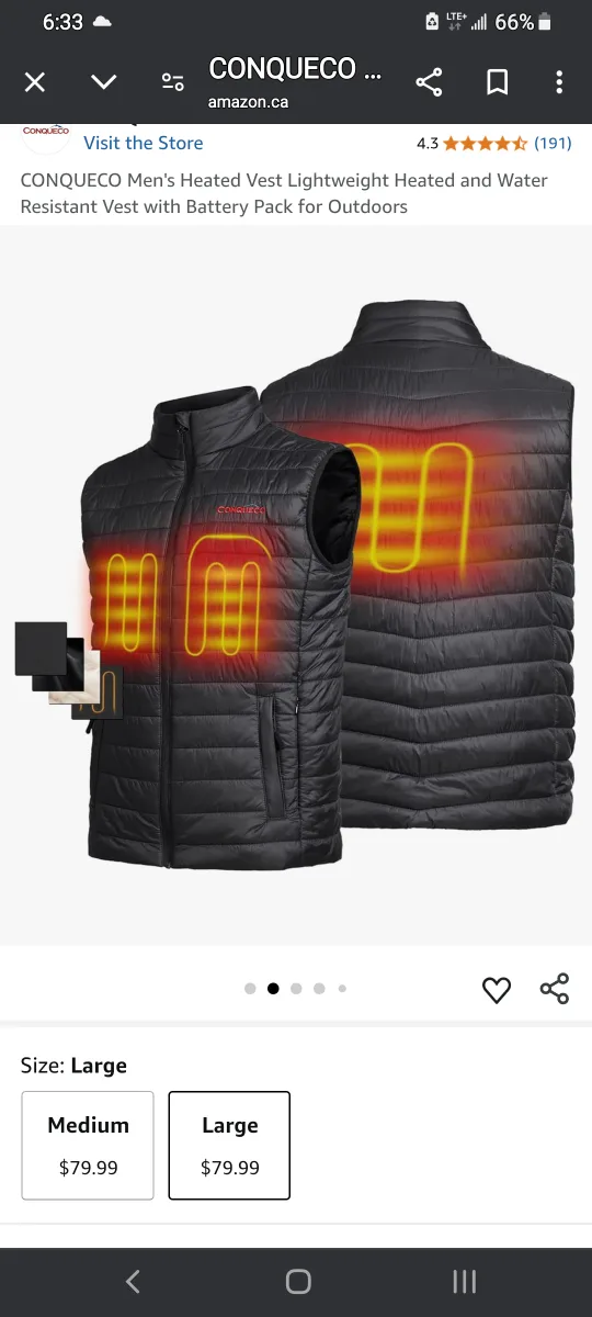 Heated Vest -battery+charger XXL NEW image indicator(2)