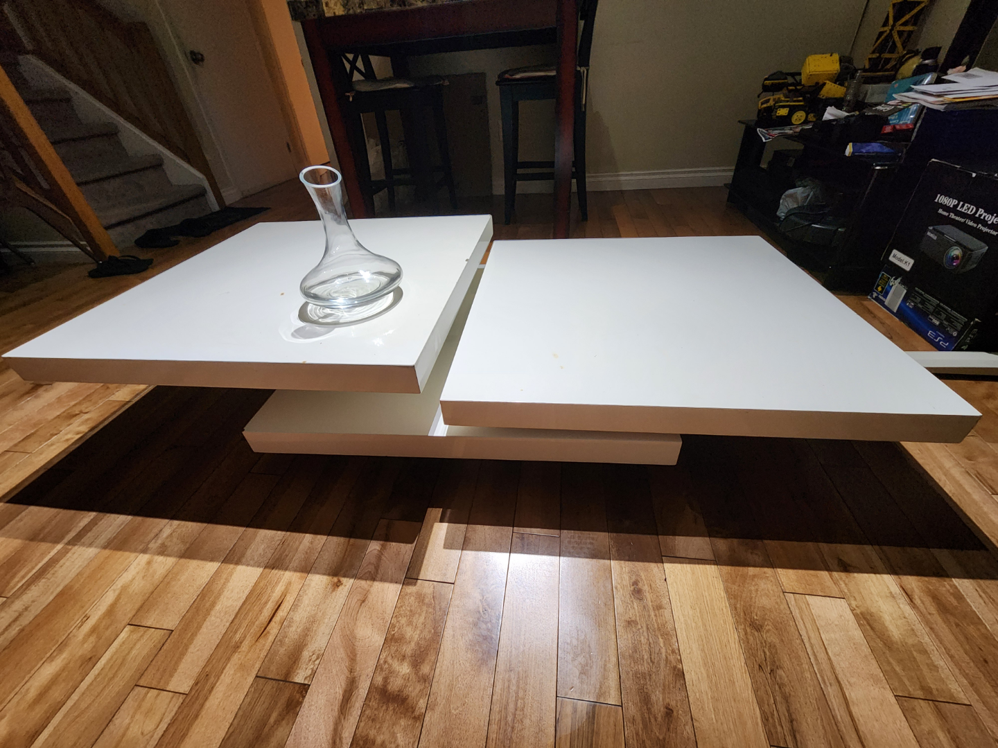 white rotating coffee table - photo 2